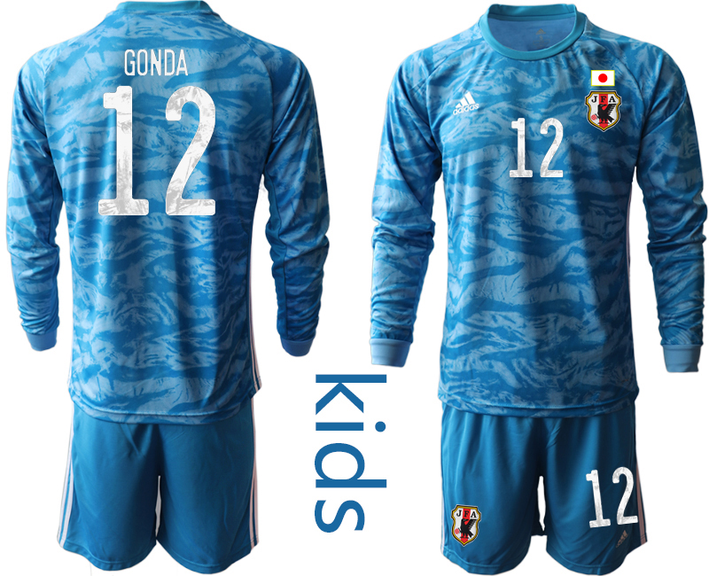 Cheap Youth 2020-2021 Season National team Japan goalkeeper Long sleeve blue 12 Soccer Jersey